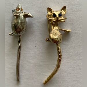 New vintage cat and mouse pins brooch es